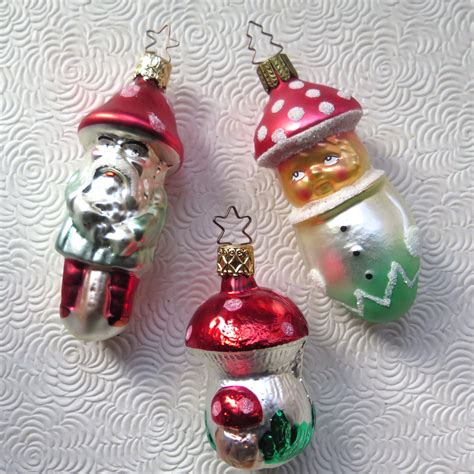 Three Mushroom Ornaments Blown Glass Christmas Inge Glas Etsy Etsy Handmade Holiday Decor
