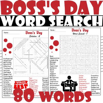 Boss S Day WORD SEARCH SCRAMBLE CROSSWORD BUNDLE PUZZLES TPT