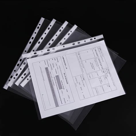 100pcs 11holes Plastic Punched File Folders For A4 Documents 3c 4c 5c