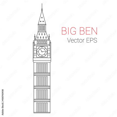 Vector Line Icon Of Big Ben Tower London Stock Vector Adobe Stock