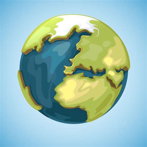 Planet Earth Images Cartoon ~ Happy Planet Earth With Mountains Sun And