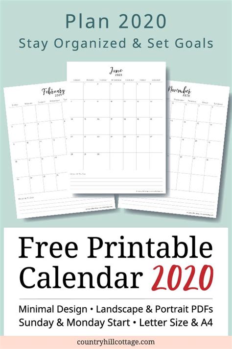 Printable calendar in excel format. Free Printable 2020 Monthly Calendar | Calendar, Free ...