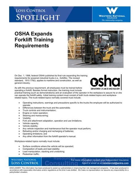 Osha Expands Forklift Training Requirements