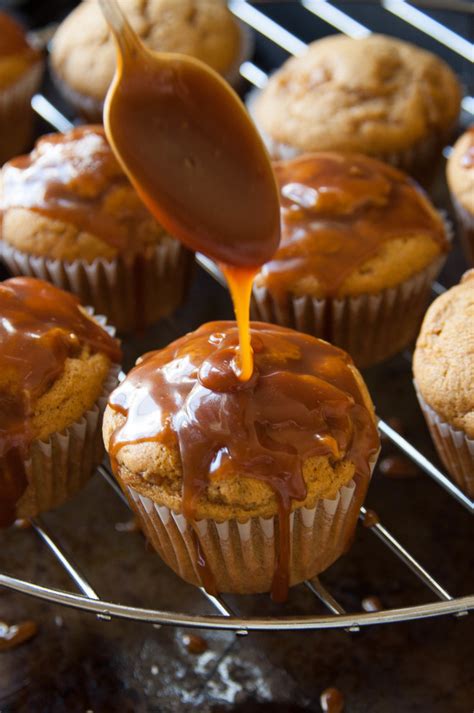Caramel Apple Pumpkin Spice Muffins With Salted Caramel Glaze The