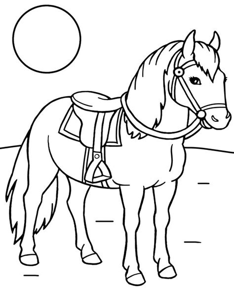 Darmowa Kolorowanka Koń Z Siodłem Horse Drawing Drawings Cute Horses
