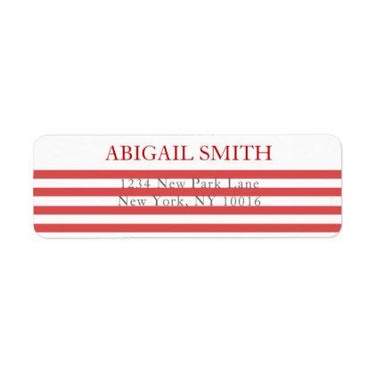 Red White Stripes Return Address Labels Zazzle Return Address