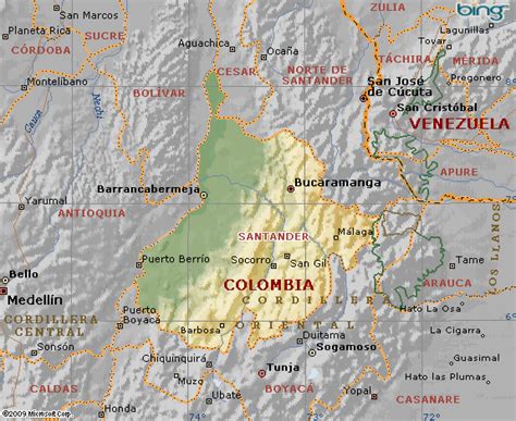 Mapa Geografico De Santander En Colombia