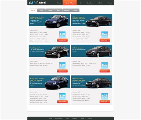 Free Rent A Car Website Template Car Rental Template Phpjabbers