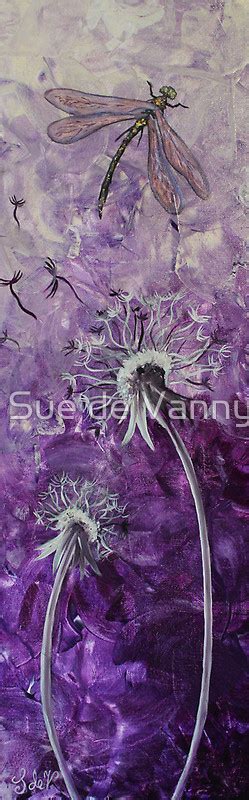Dandelions And Dragonfly By Sue De Vanny Mixed Media Artists