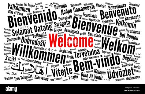 Welcome Word Cloud In Different Languages Stock Photo Alamy