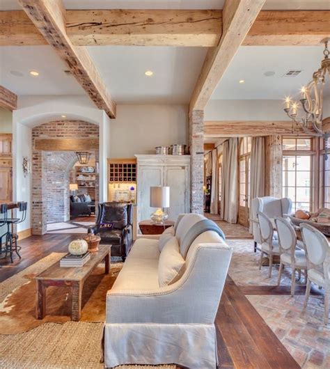 Wood beam ceiling ideas with a touch of rustic charm tural digest. Rough hewn, hand scraped wooden beams create coffered ...