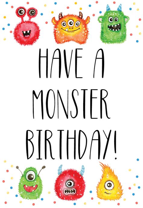Monsters Birthday Card Free Greetings Island Birthday Cards To