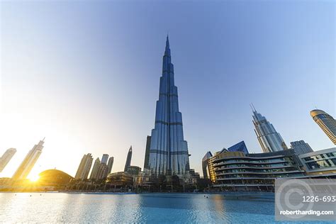 Burj Khalifa And Lake At Stock Photo