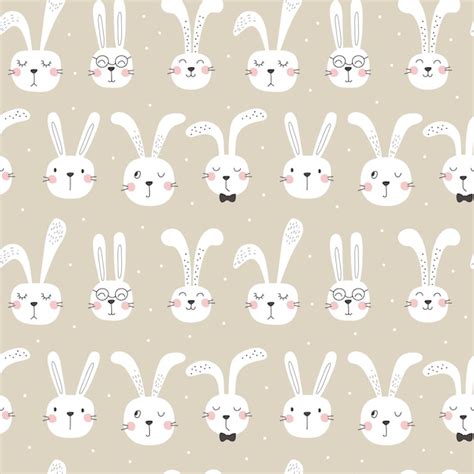 Premium Vector Seamless Pattern With Cute Rabbits Vector Illustrations