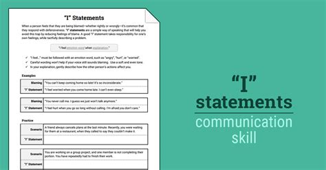 "I" Statements (Worksheet) | Therapist Aid