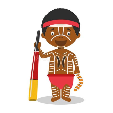 Character From Australia Aboriginal Dressed In The Traditional Way With