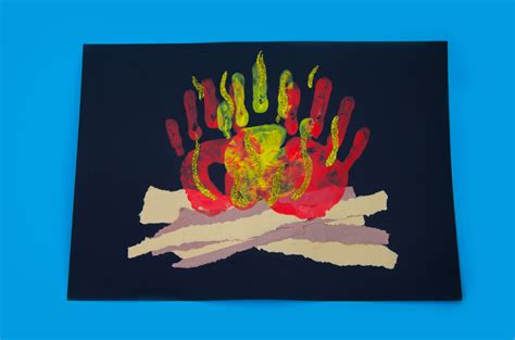 Bonfire Hand Print Art Craft Bonfire Crafts For Kids Bonfire Night