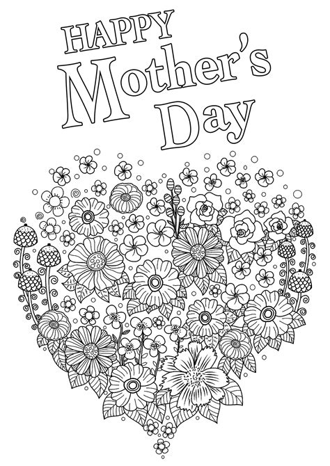 Happy Mothers Day With Heart Full Of Flowers Mothers Day Adult