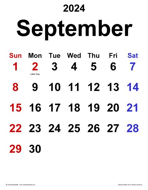 Sept 2024 Calendar