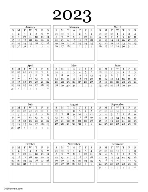 Year At A Glance Calendar 2023 Free Printable August Calendar 2023
