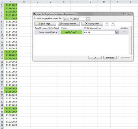 Excel Bedingte Formatierung Wenn Bestimmtes Jahr Im Datum Ist Administrator