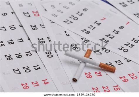 Quit Smoking Concept Monthly Calendar Cigarettes Stock Photo 1859136760