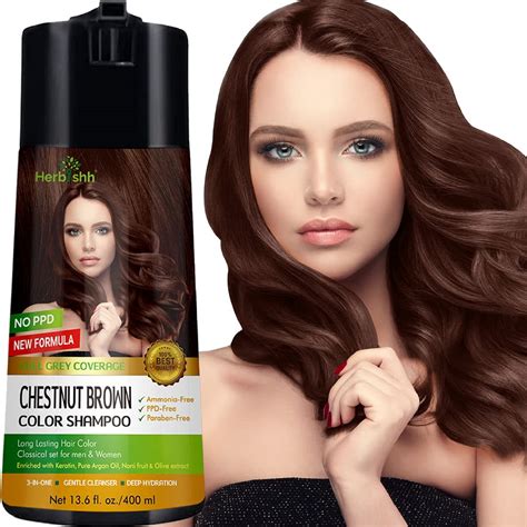 Herbishh Chestunt Brown Hair Color Shampoo Enriched Dye Shampoo Conditioner PPD Free