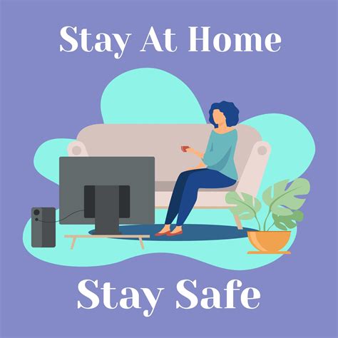Woman Staying At Home To Stay Safe 1213182 Vector Art At Vecteezy