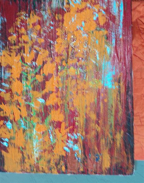 Experimental Work In Progress With Orange And Red Mixed Media By Anne