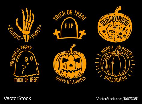 Happy Halloween Logo With Curving Pumpkins Vector Image
