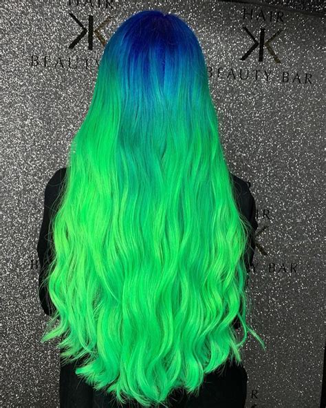 Lime Green Ombre Green Hair Ombre Neon Hair Blue Green Hair