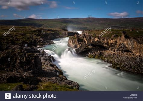 Godafoss Waterfall And Landscape Iceland Europe Stock Photo Alamy