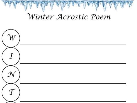 Winter Acrostic Poem Template Teaching Resources