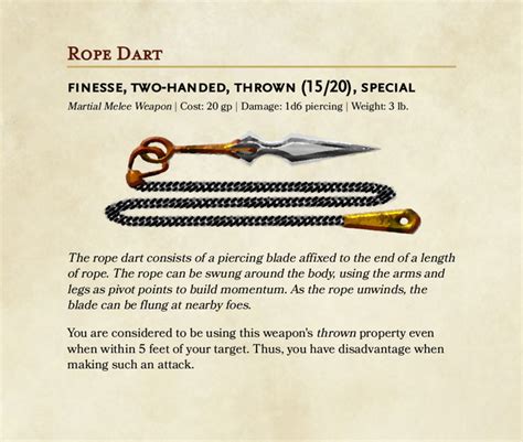Rope Dart New Non Magical Weapon Rdndhomebrew