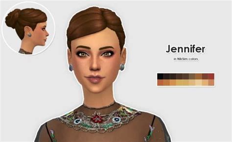 Lexiconluthor Jennifer Bun Hair In Niksim Colors At Ellesmea Sims 4