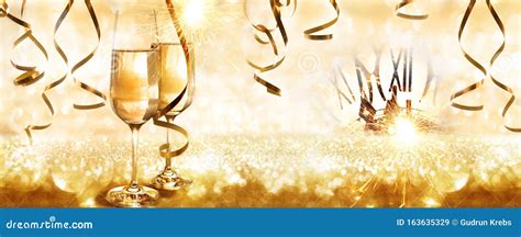 Golden New Years Eve Background Stock Image Image Of Champagne