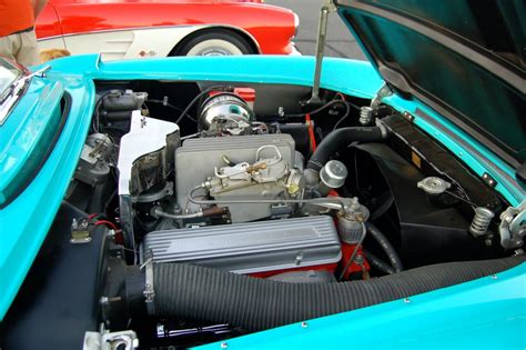1957 Corvette Convertible Engine Close Nj Diner Car Show Car