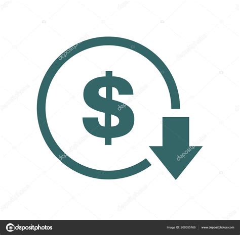 Cost Reduction Decrease Icon Vector Symbol Image Isolated Background