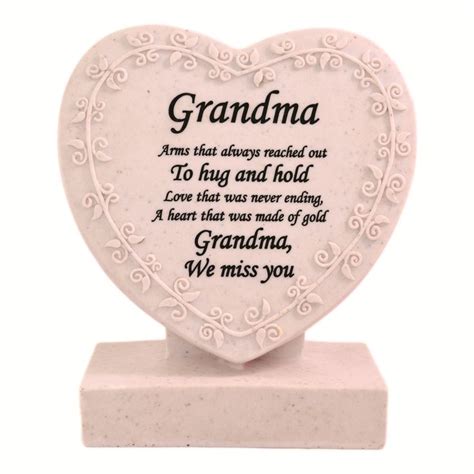 Grandma Heart Shaped Memorial Grave Plaque Cremation Marker Memorial