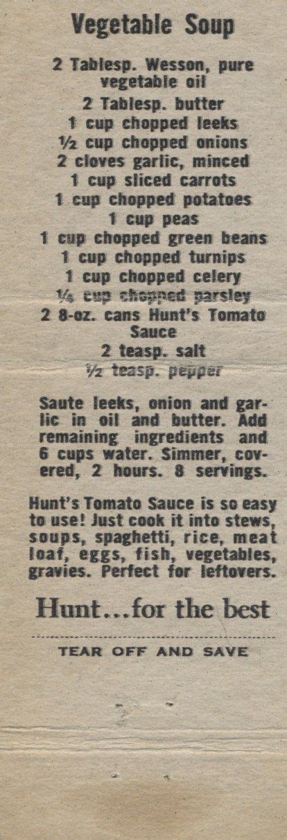 Here Are Two More Hunts Tomato Sauce Matchbook Recipes These Two Are