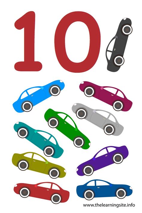 Number Ten Flashcard 10 Cars The Learning Site