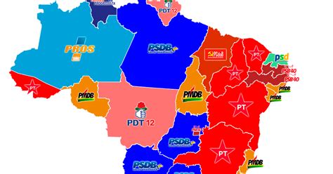 Partidos do Brasil Mapa de distribuição partidária das eleições para