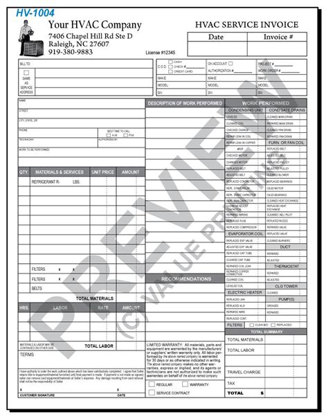 You can free download work order template to fill,edit, print and sign. HV-1004 HVAC Time & Materials Work Order Invoice #2 | Value Printing | HVAC Forms | Pinterest