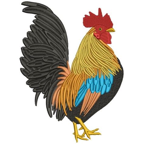 Golden Rooster Filled Machine Embroidery Digitized Design Pattern