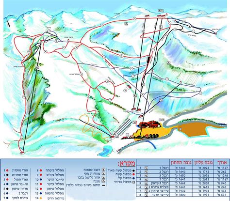 Mount Hermon Ski Map Israel Middle East