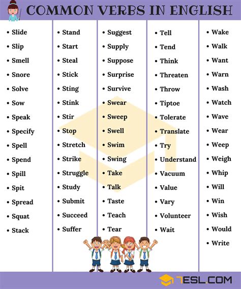 Verb Words List