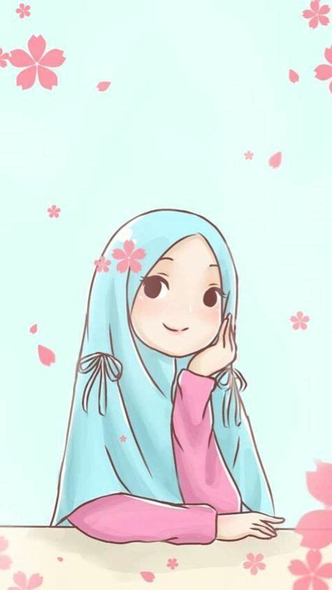 Gambar Kartun Muslimah Cantik Wallpaper Anime Hijab Keren 60 Gambar