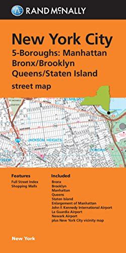 Folded Map New York City 5 Boroughs Manhattanbronxbrooklynqueens