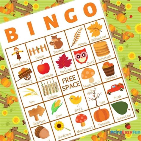 Fall Bingo Printable Cards For Large Groups Easy Print And Play