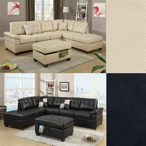 2 Pcs Sectional Sofa Couch Bonded Leather Modern Living